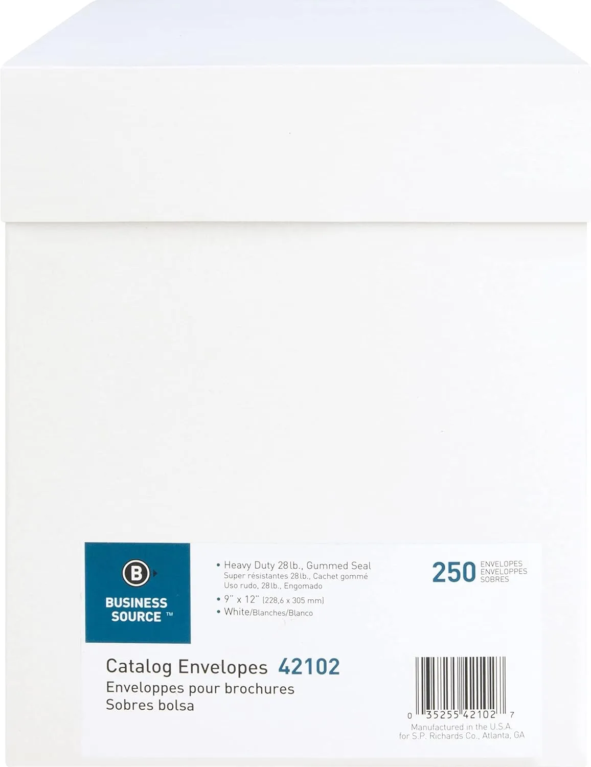 Business Source Large Format Catalog Envelopes, 9" x 12", 28 lb, White (42102)
