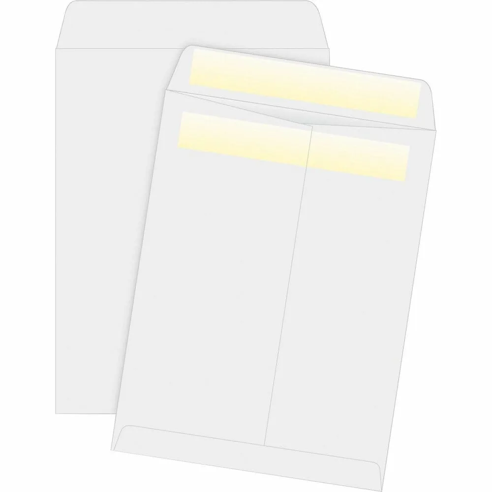 Business Source Press/Seal Catalog Envelopes - 9" x 12" - 28 lb - Self-Sealing - 100/Box - White