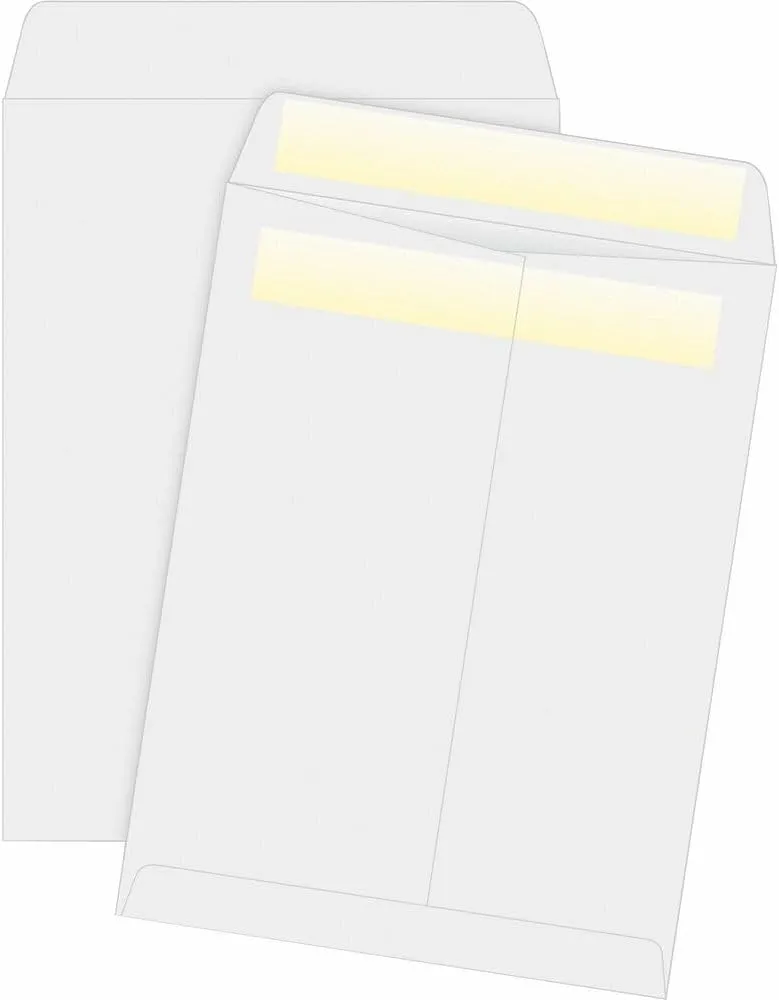 Business Source Press/Seal Catalog Envelopes - 9" x 12" - 28 lb - Self-Sealing - 100/Box - White
