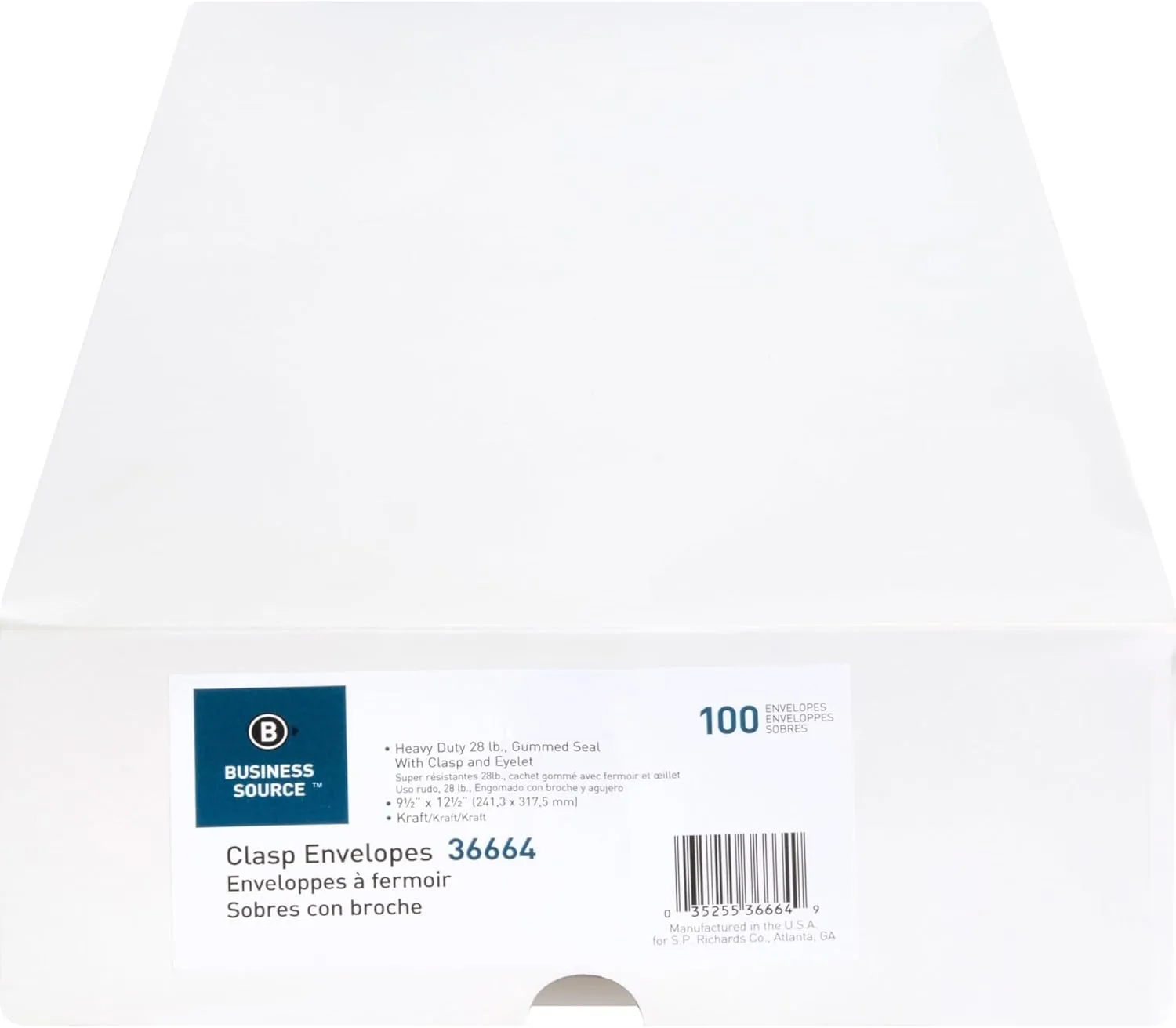 Business Source Heavy-duty Clasp Envelopes #93 9-1/2 x 12-1/2 28 lb 100/Box