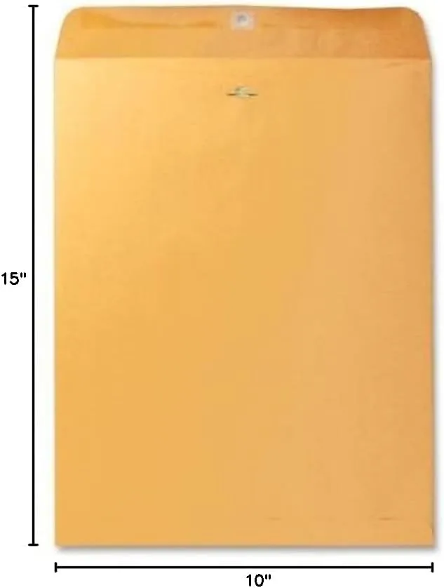 Business Source Heavy-duty Clasp Envelopes - #98, 10" x 15", 28 lb, 100/Box