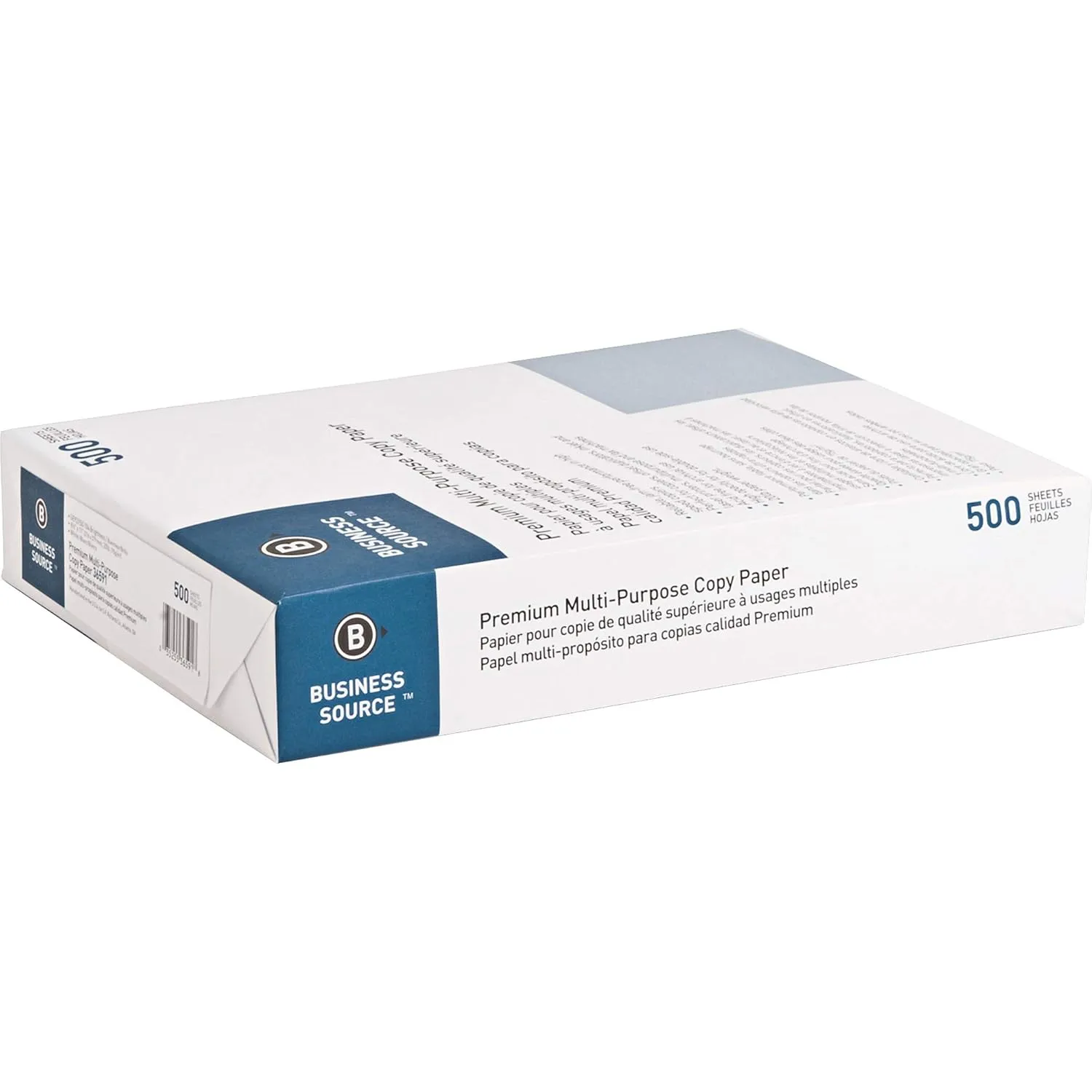 Business Source Premium Multi-Purpose Copy Paper, 8.5" x 11", 92 Brightness, 20 lb, 5 Reams