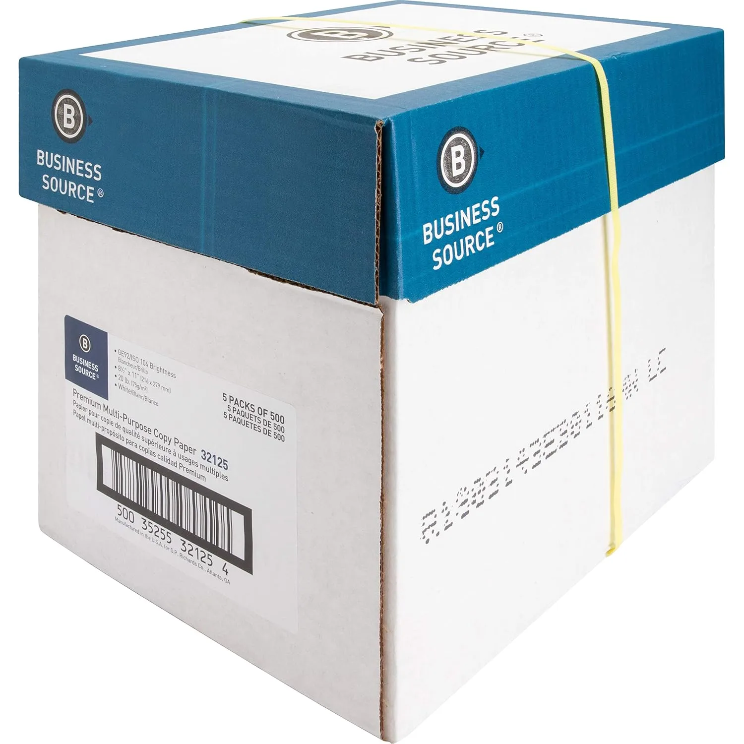 Business Source Premium Multi-Purpose Copy Paper, 8.5" x 11", 92 Brightness, 20 lb, 5 Reams