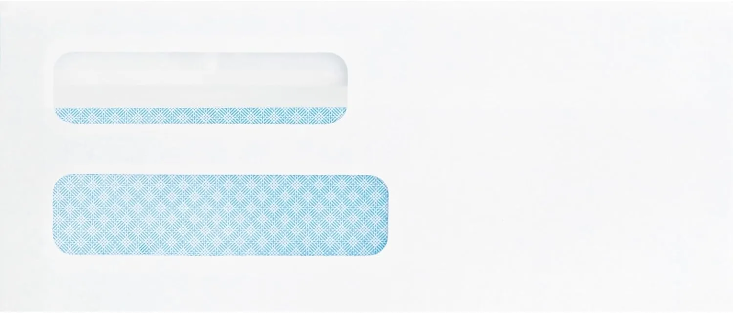 Business Source Double Window No. 8-5/8 Check Envelopes - Double Window - #8 5/8-8 5/8" Width x 3 5/8" Length - 24 lb - Self-Sealing - 500 / Box - White