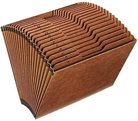 Office Depot Brand Expanding File, A-Z, 21 Pockets, Legal Size, 1in Expansion, 30% Recycled, Brown