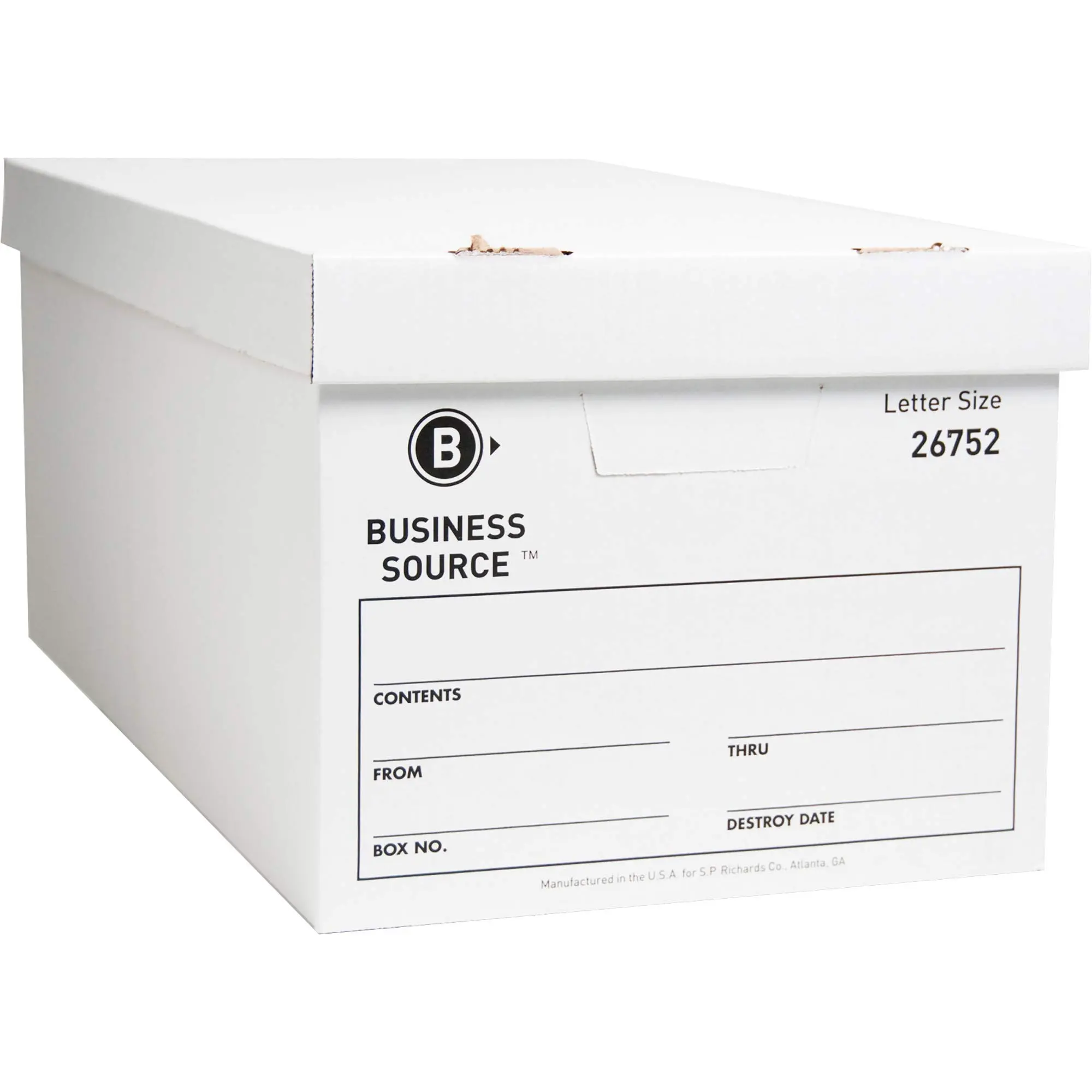 Business Source Light-Duty Storage Boxes With Lift-Off Lids, Letter Size, 12in x 24in x 10in, White, Box Of 12