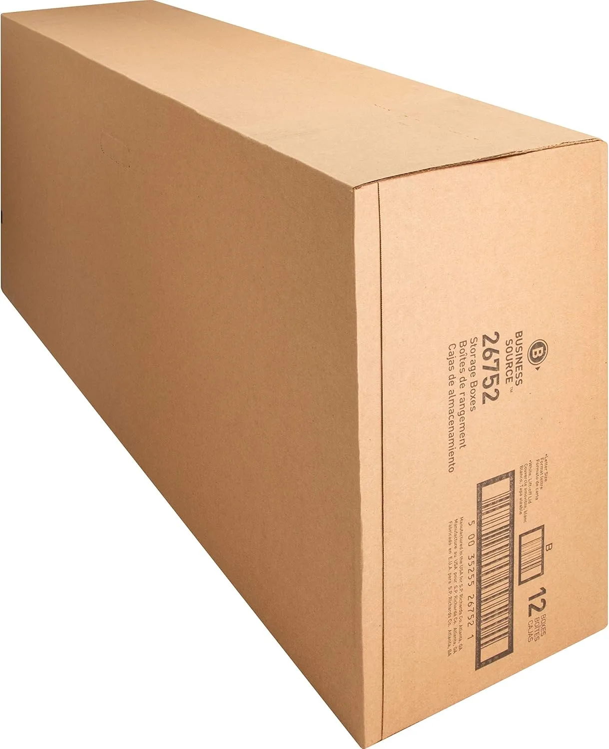 Business Source Light-Duty Storage Boxes With Lift-Off Lids, Letter Size, 12in x 24in x 10in, White, Box Of 12