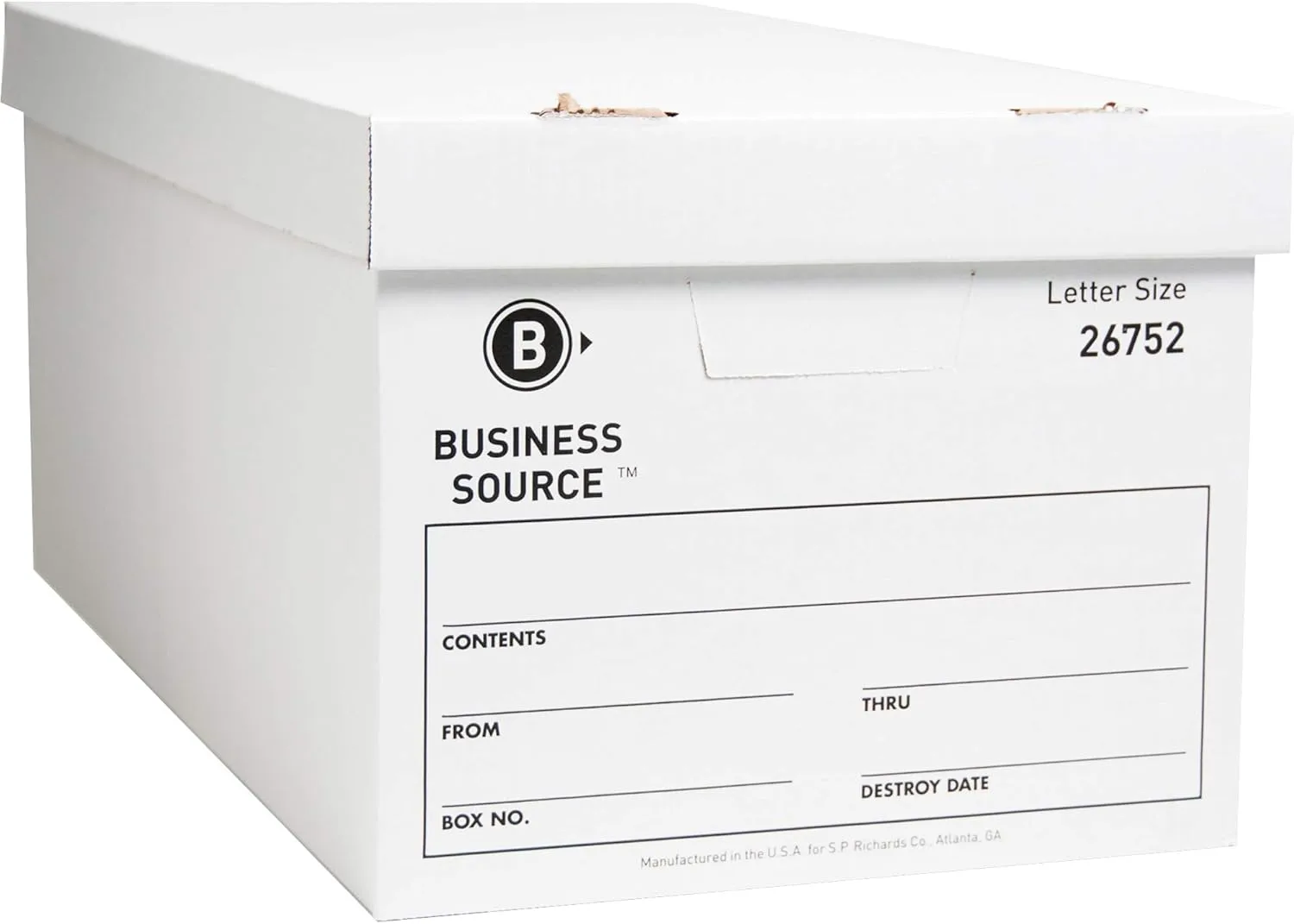 Business Source Light-Duty Storage Boxes With Lift-Off Lids, Letter Size, 12in x 24in x 10in, White, Box Of 12