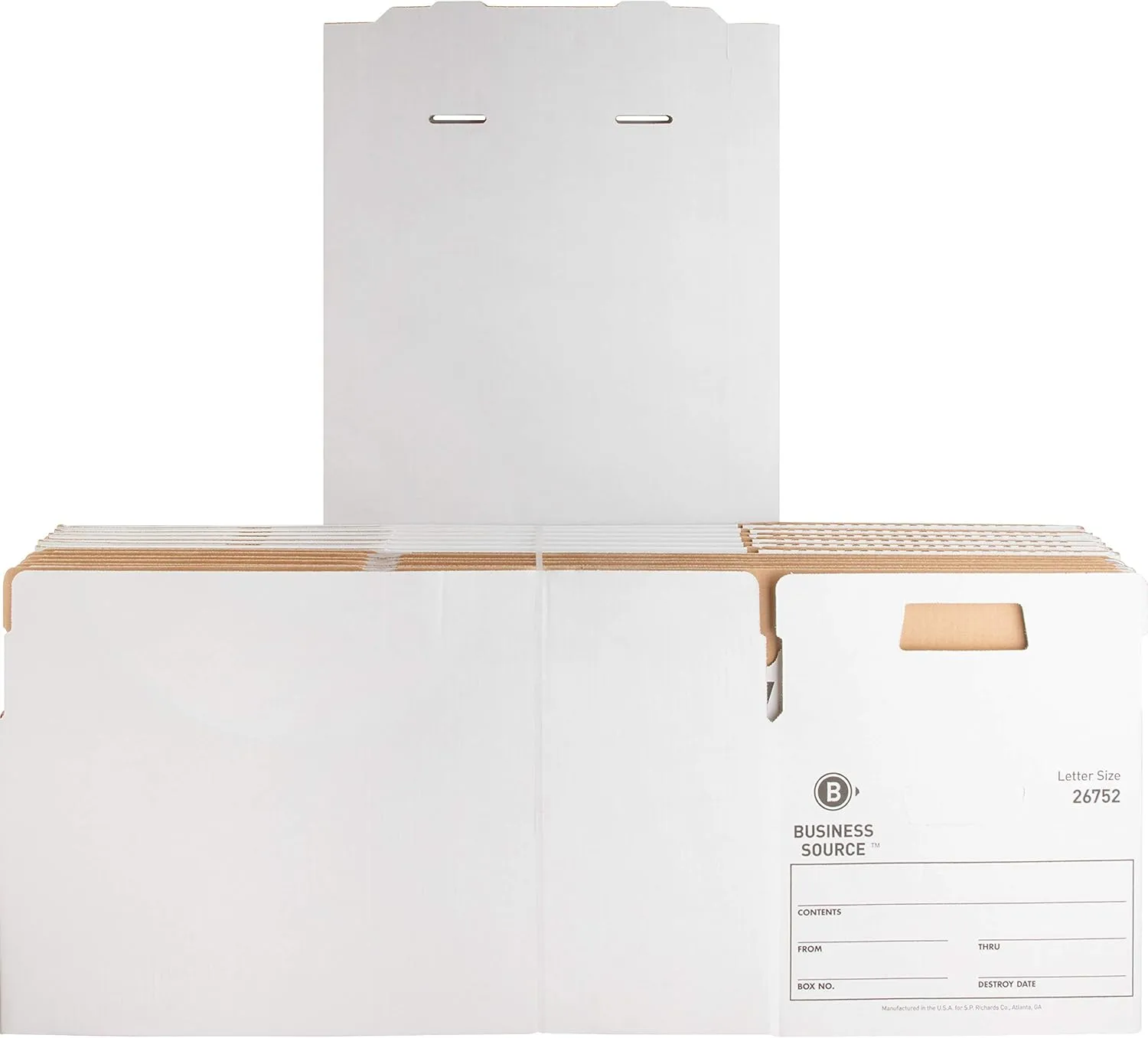 Business Source Light-Duty Storage Boxes With Lift-Off Lids, Letter Size, 12in x 24in x 10in, White, Box Of 12