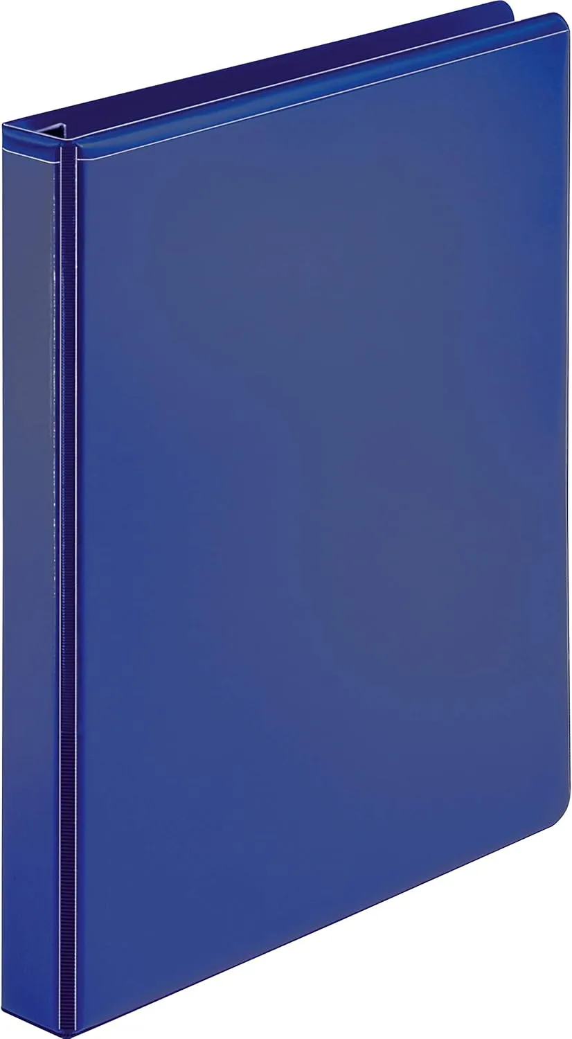 Business Source Navy D-ring Binder - 1in Capacity - Letter Size - 4 Pockets - Polypropylene