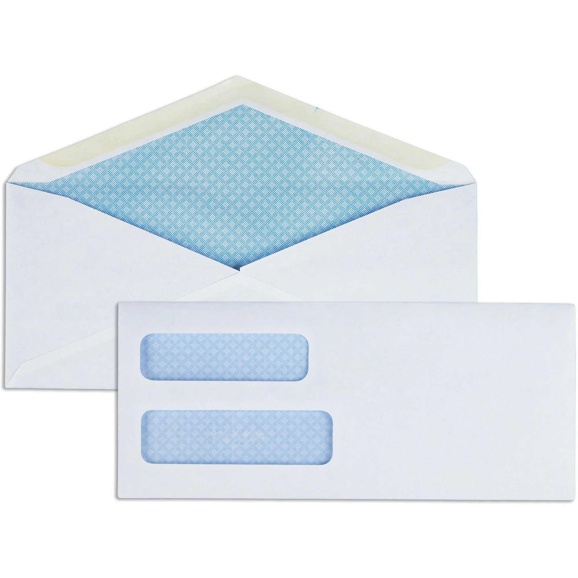 Business Source No. 8-5/8 Business Check Envelopes - Double Window, 24 lb, White, 500/Box