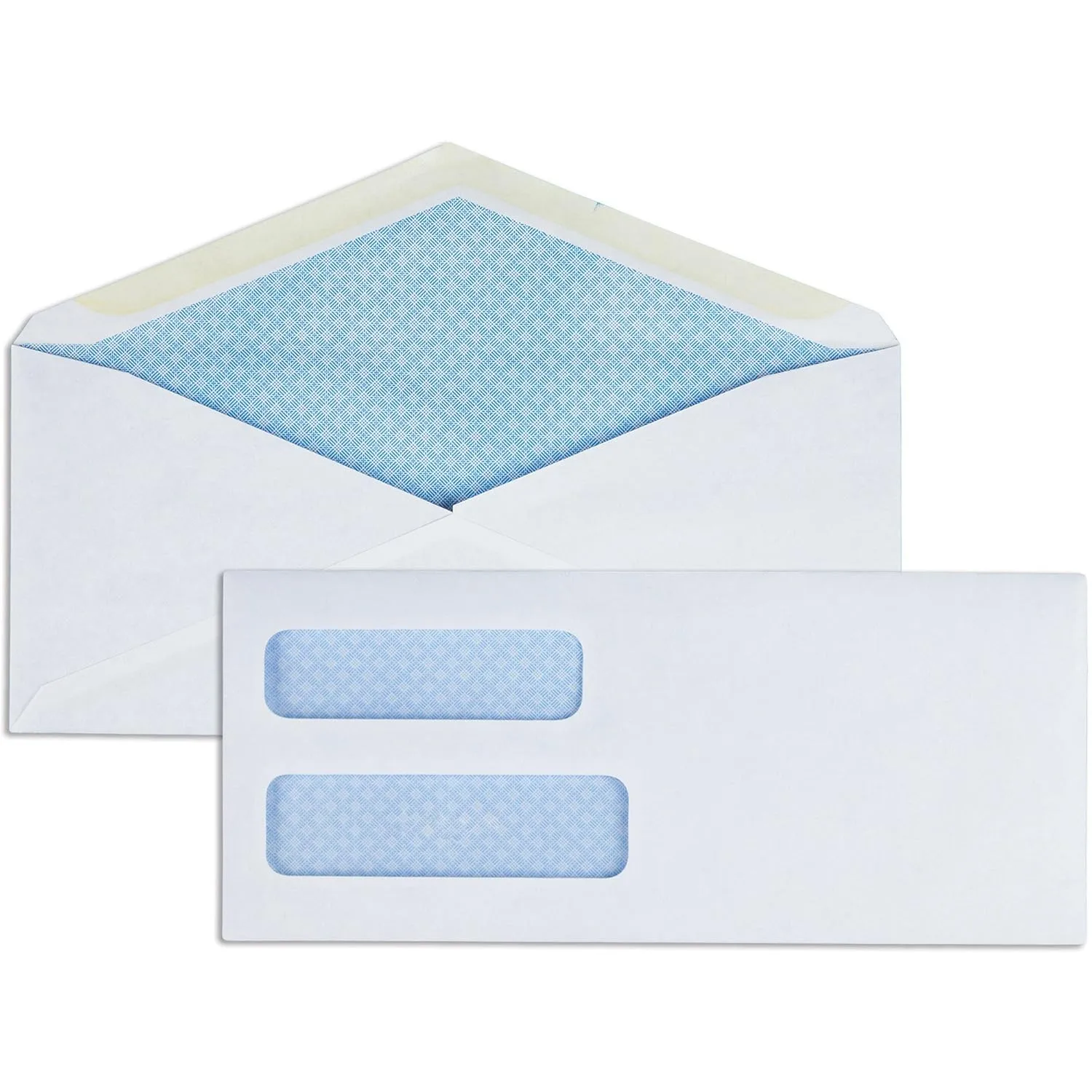 Business Source No. 8-5/8 Business Check Envelopes - Double Window, 24 lb, White, 500/Box