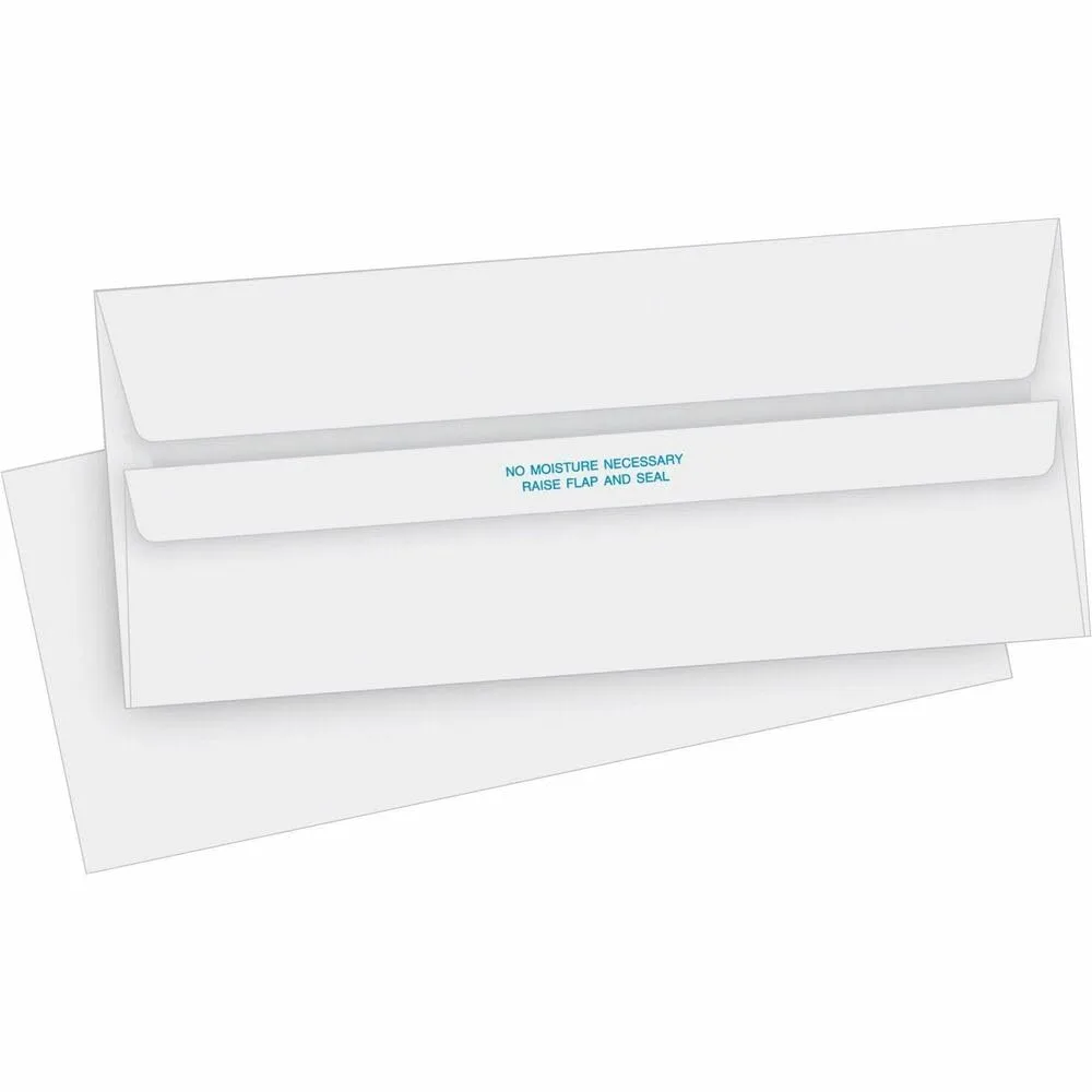 Business Source No. 10 Self-Seal Invoice Envelopes - Business - #10-4 1/8" Width x 9 1/2" Length - 24 lb - Self-Sealing - 500 / Box - White