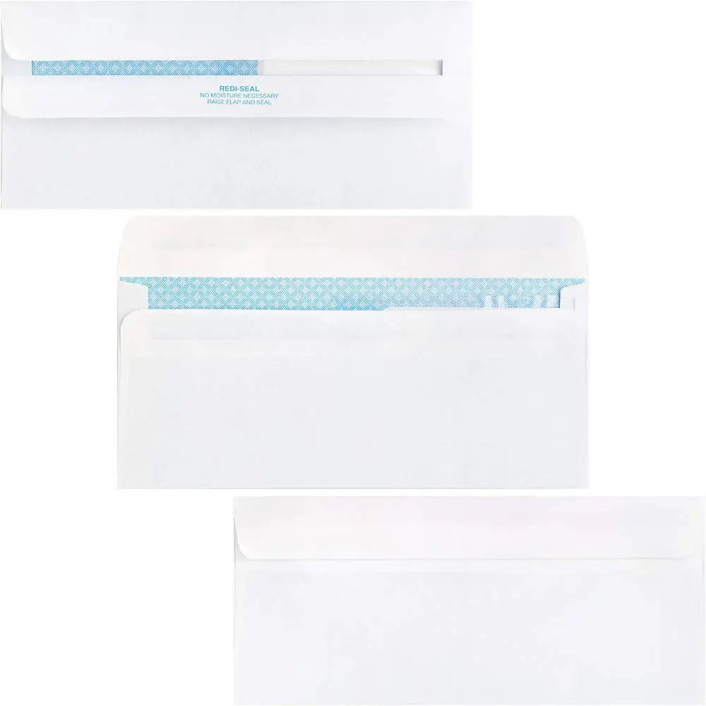 Business Source No. 9 Double Window Invoice Envelopes - #9 - 8 7/8in x 3 7/8in - 24 lb - Self-sealing - White - 500/Box