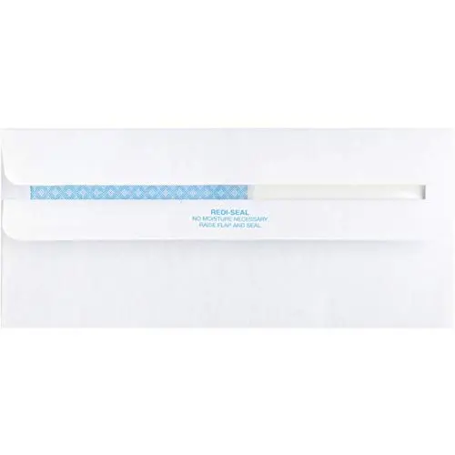 Business Source No. 9 Double Window Invoice Envelopes - #9 - 8 7/8in x 3 7/8in - 24 lb - Self-sealing - White - 500/Box