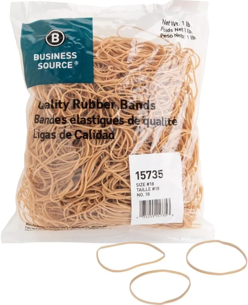Business Source Quality Rubber Bands - Size: #18 - 3in Length x 0.1in Width - Sustainable - Rubber - Crepe - 1480 / Pack