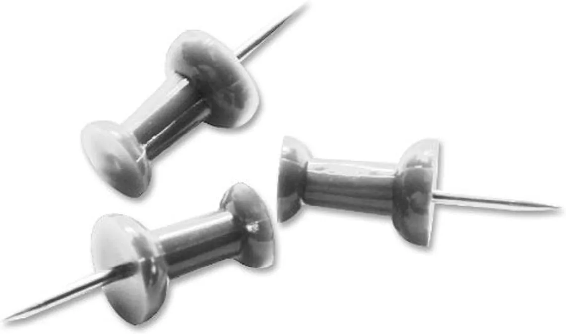 Business Source Silver Pushpins, 3/8 in, Box of 100