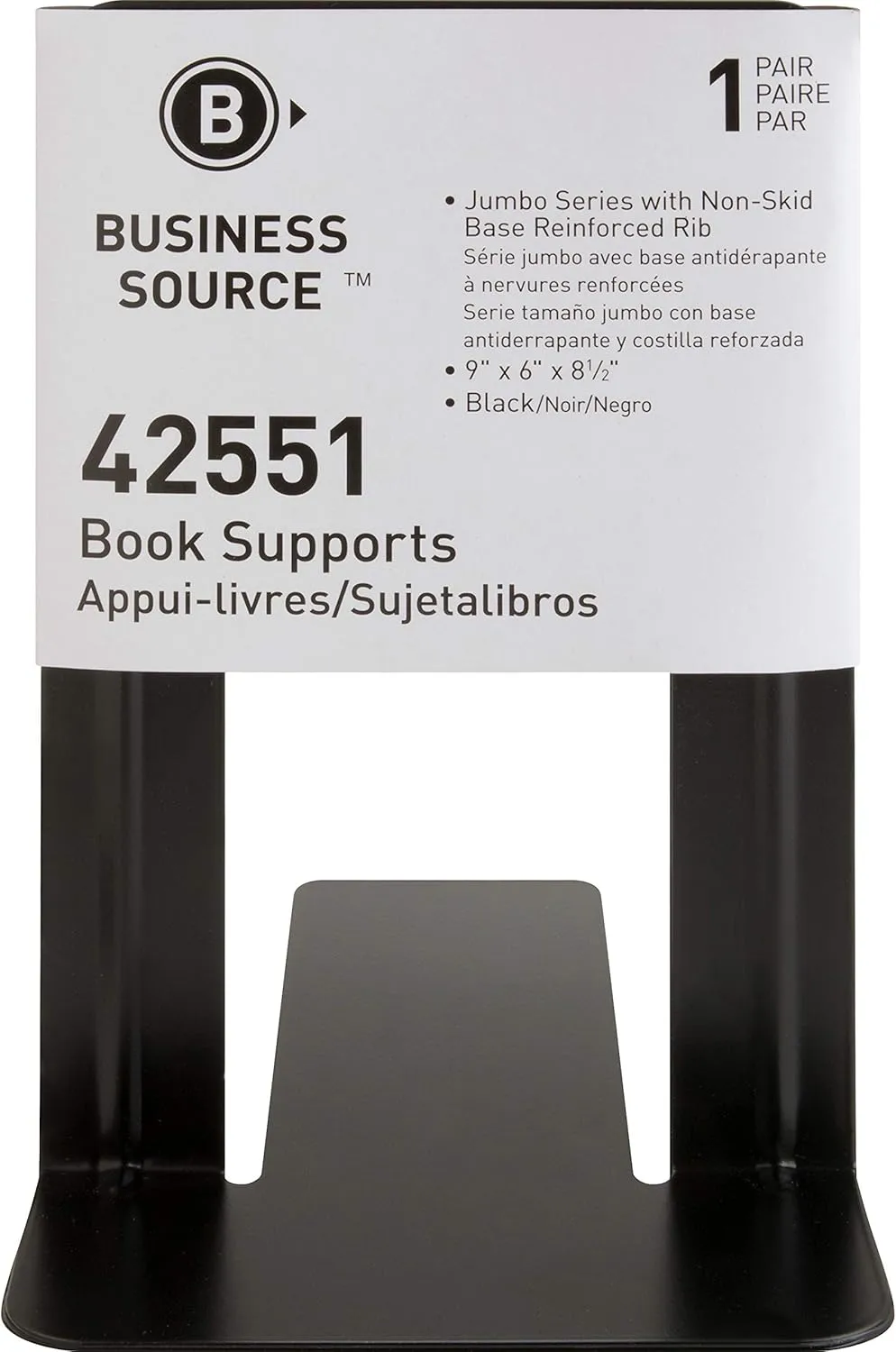 Business Source Heavy-gauge Steel Book Supports - 8.50inx9inx 6in Depth - Desktop - Non-skid Base, Scratch Resistant