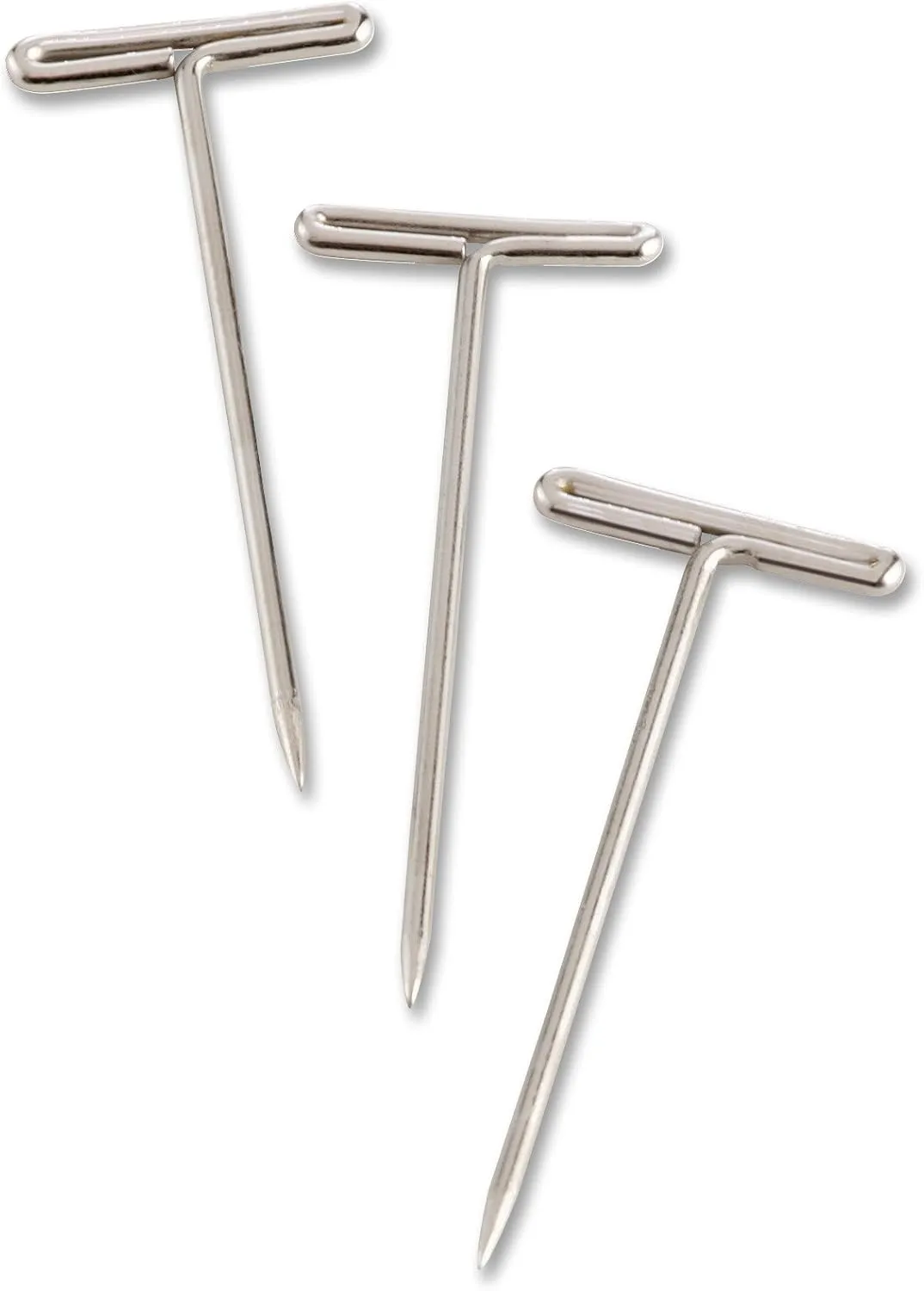 Business Source 32351 T-Pins, 9/16 in. Head Width, 2 in. Length, 100/BX, Silver 2"