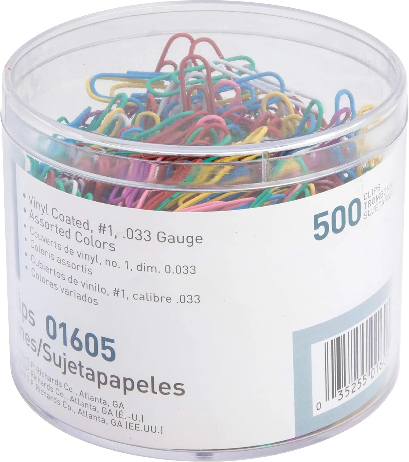 Business Source Vinyl-Coated Gem Clips, Box Of 500, No. 1, Assorted Colors