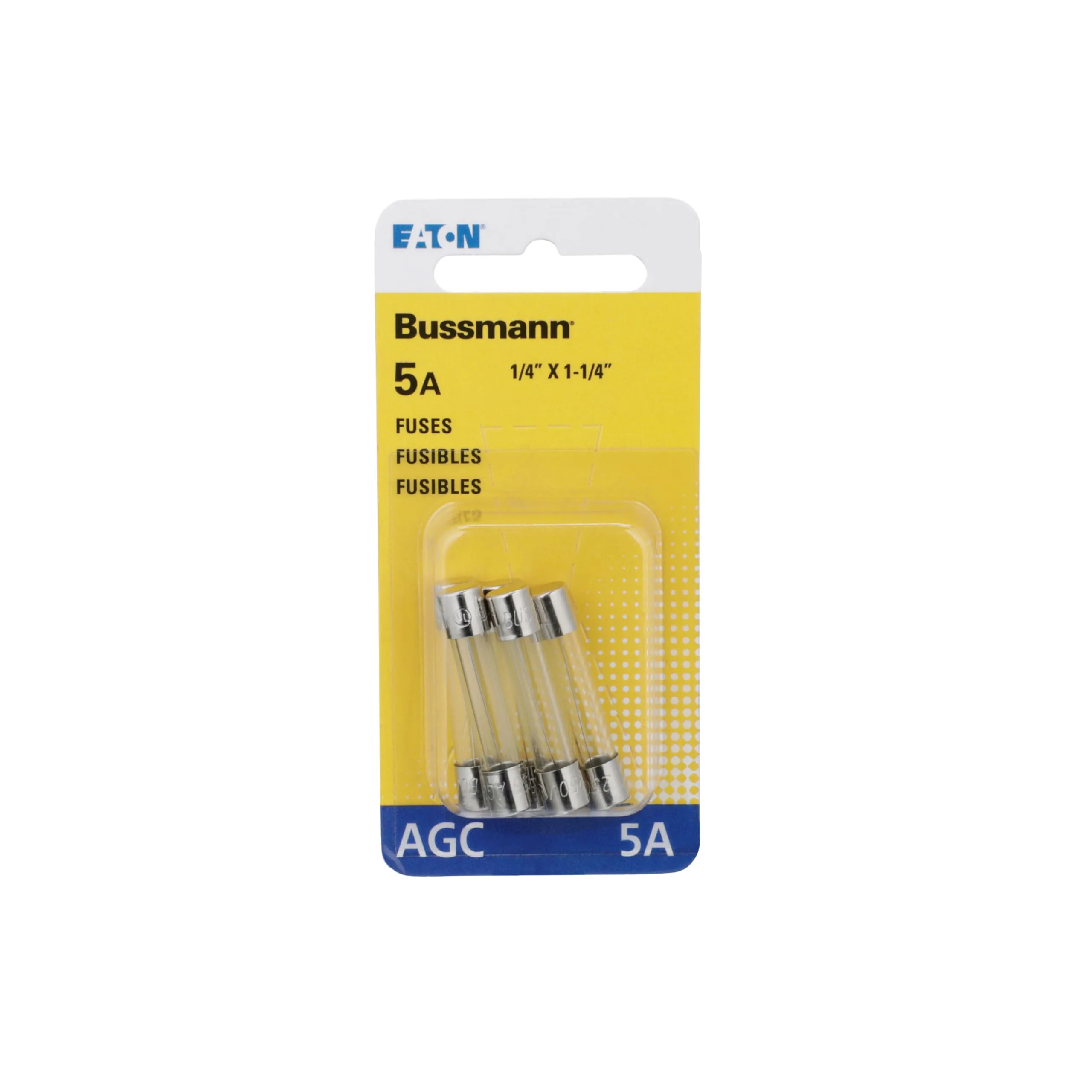 Bussmann Series AGC 5 Amp Fuse, 250 Vac and IR 200 A, Retail Pack - 5 Pieces