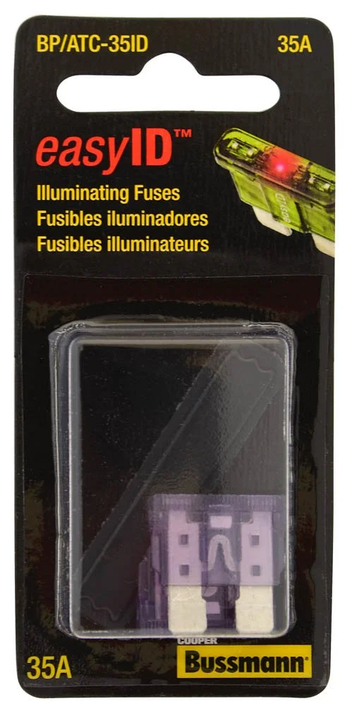 Bussmann BP/ATC-35ID easyID Illuminating Blade Fuse, (Pack of 2) Blue