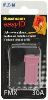 Bussmann BP/FMX-30ID Easy ID Slow Blow Female Maxi Fuse with LED Indicator (30 Amp (Pink)), 1 Pack
