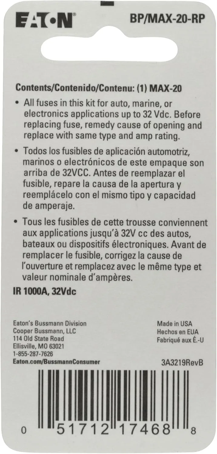 Bussmann BP/MAX-20 20 Amp Maxi Blade Fuse