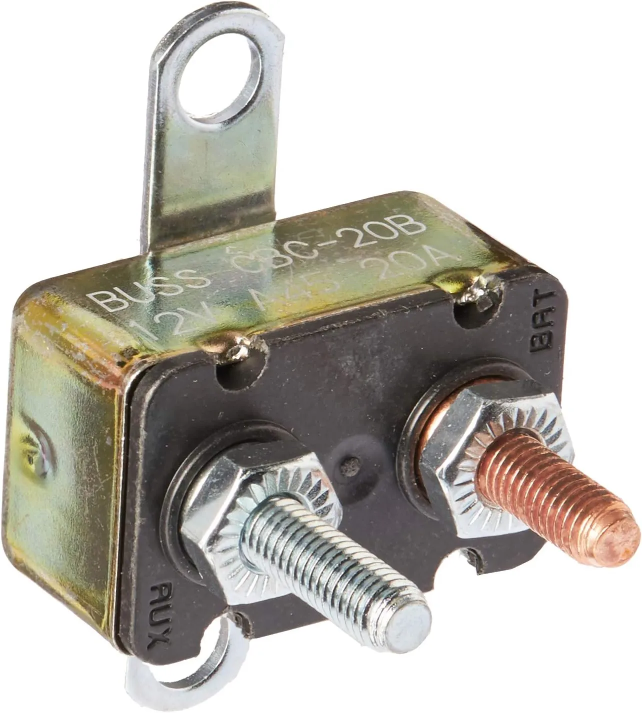 Bussmann CBC-20B Circuit Breaker (Type I Heavy Duty Automotive with Stud Terminals and Bracket - 20 A), 1 Pack