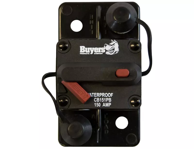 Buyers Products 150 Amp Circuit Breaker with Manual Push-to-Trip Reset with Large Frame, Black