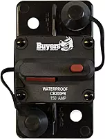 Buyers Products 150 Amp Circuit Breaker with Manual Push-to-Trip Reset with Large Frame, Black