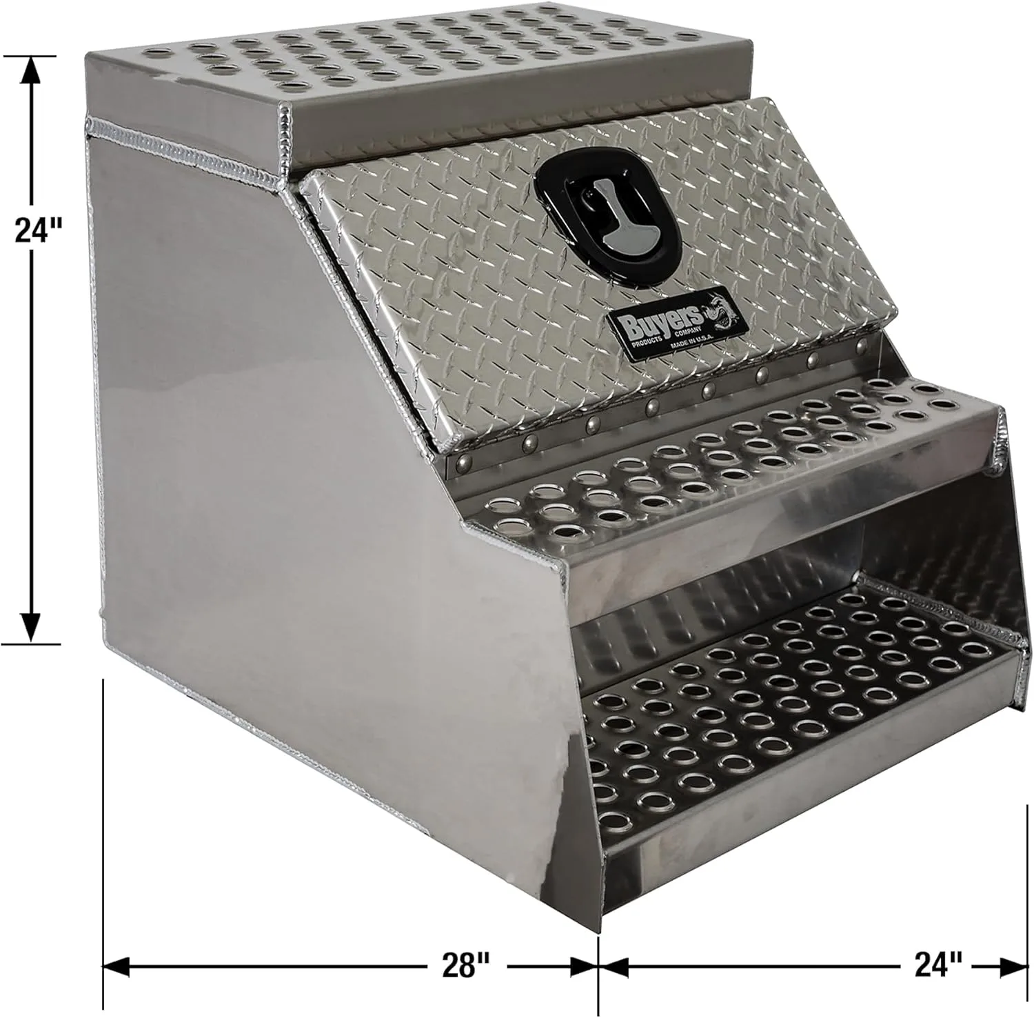 Buyers Products Heavy Duty Diamond Tread Aluminum Saddle Step Box