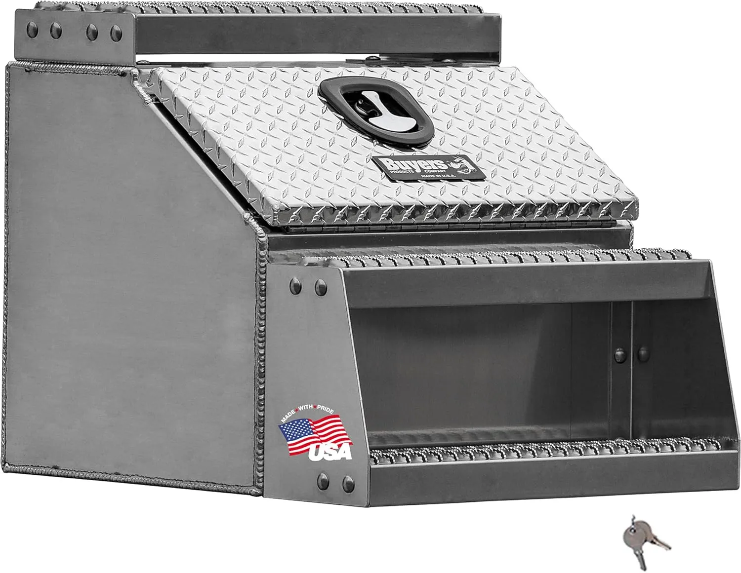 Buyers Products Heavy Duty Diamond Tread Aluminum Saddle Step Box