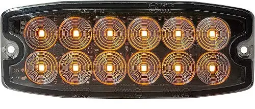 Buyers Products 8890400 5 Inch Ultra Thin Dual Row LED Strobe Light, Amber, 12 LEDs, Synchronous And Alternating Flash Patterns, Emergency Light for Vehicles, Truck And Trailer Lights And Accessories