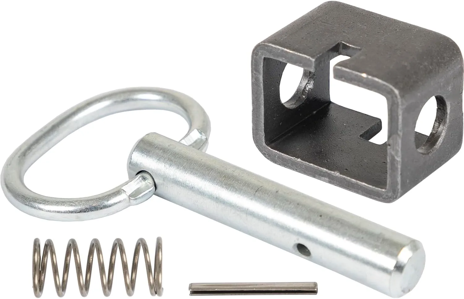Buyers Products B2598H Weld-On 5/8" Spring Latch Assembly With Plain Tube, Spring Loaded Bolt, 4.68" x 2.53", Heat treated pin, Utility Gate Latch , Black 1.0