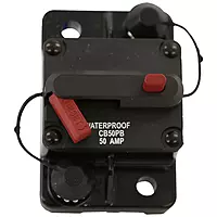 Buyers Products CB50PB High-Amp Manual Reset Circuit Breaker for Work Truck Accessories, Push-to-Trip Waterproof Surface Mount Protection for Plows, Spreaders, Dump Hoists & Lift Gates