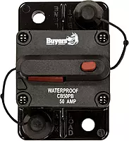 Buyers Products CB50PB High-Amp Manual Reset Circuit Breaker for Work Truck Accessories, Push-to-Trip Waterproof Surface Mount Protection for Plows, Spreaders, Dump Hoists & Lift Gates