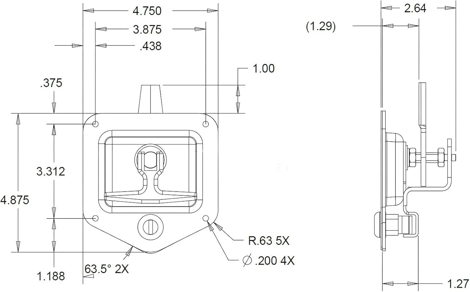 Buyers Products Stainless Steel T-Handle Latch with Lock & Gasket