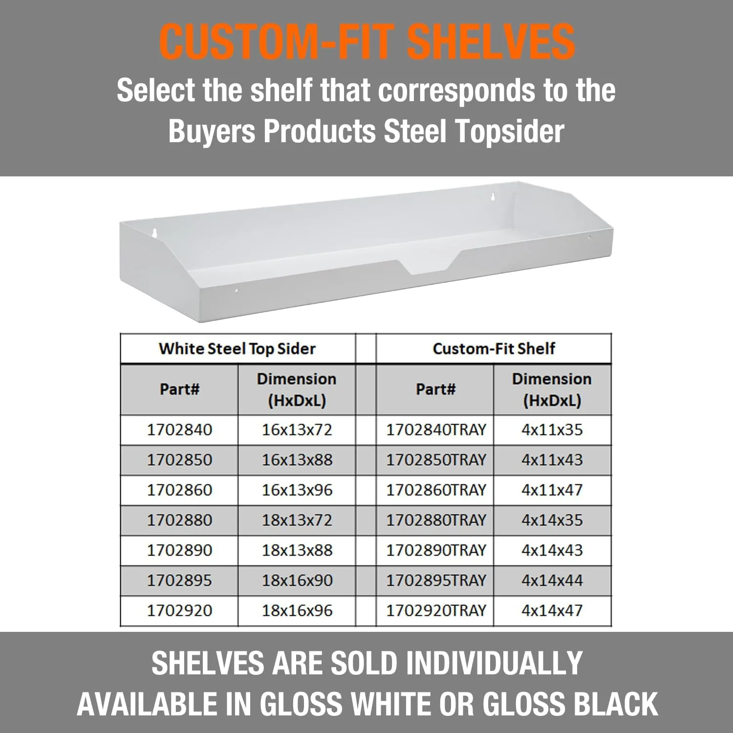 Buyers Products Steel Topsider Truck Tool Box Shelf/Tray
