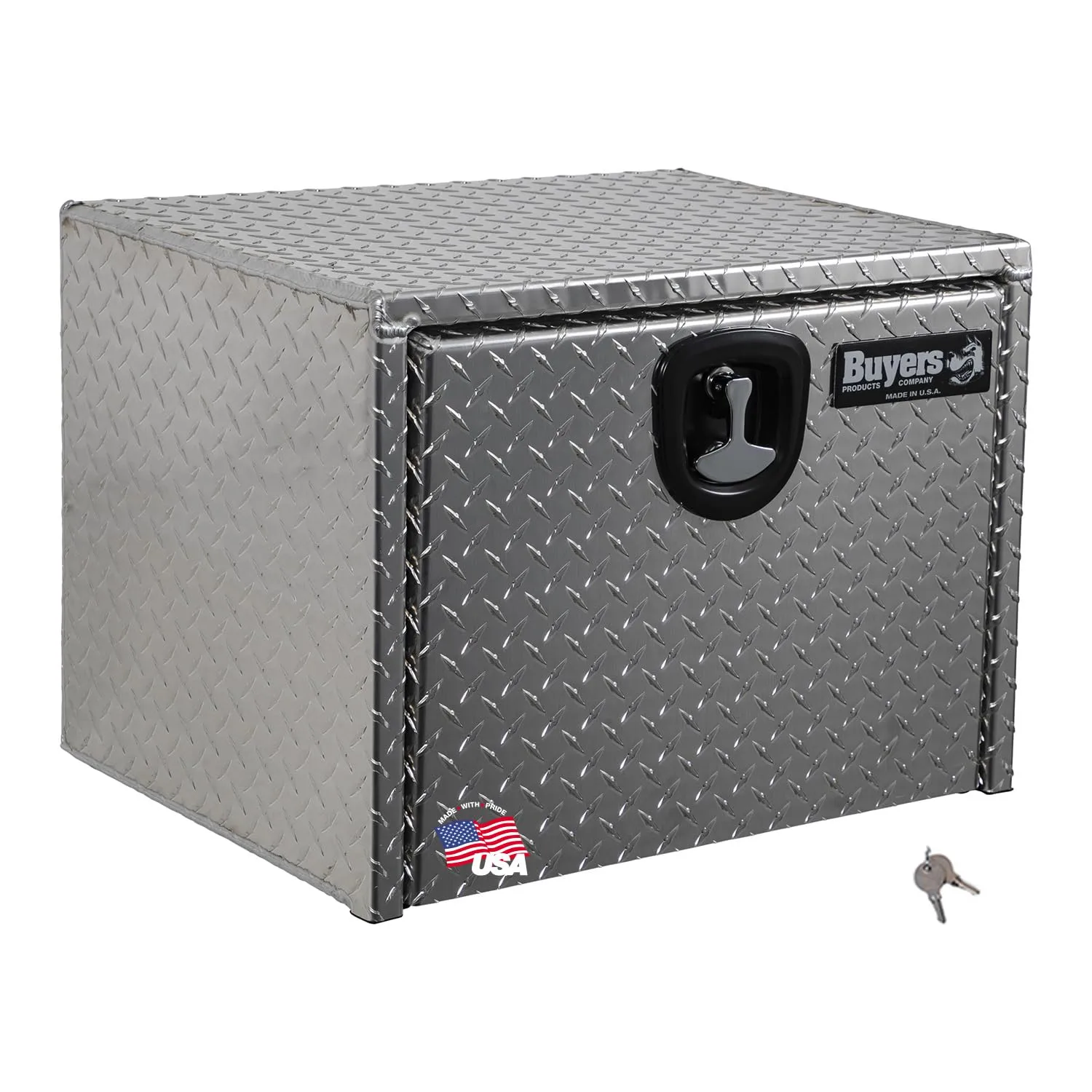 Buyers Products 1705100 Diamond Tread Aluminum Underbody Truck Tool Box, 18 x 18 x 24, .100 in. Thick, Locking Compression Latch