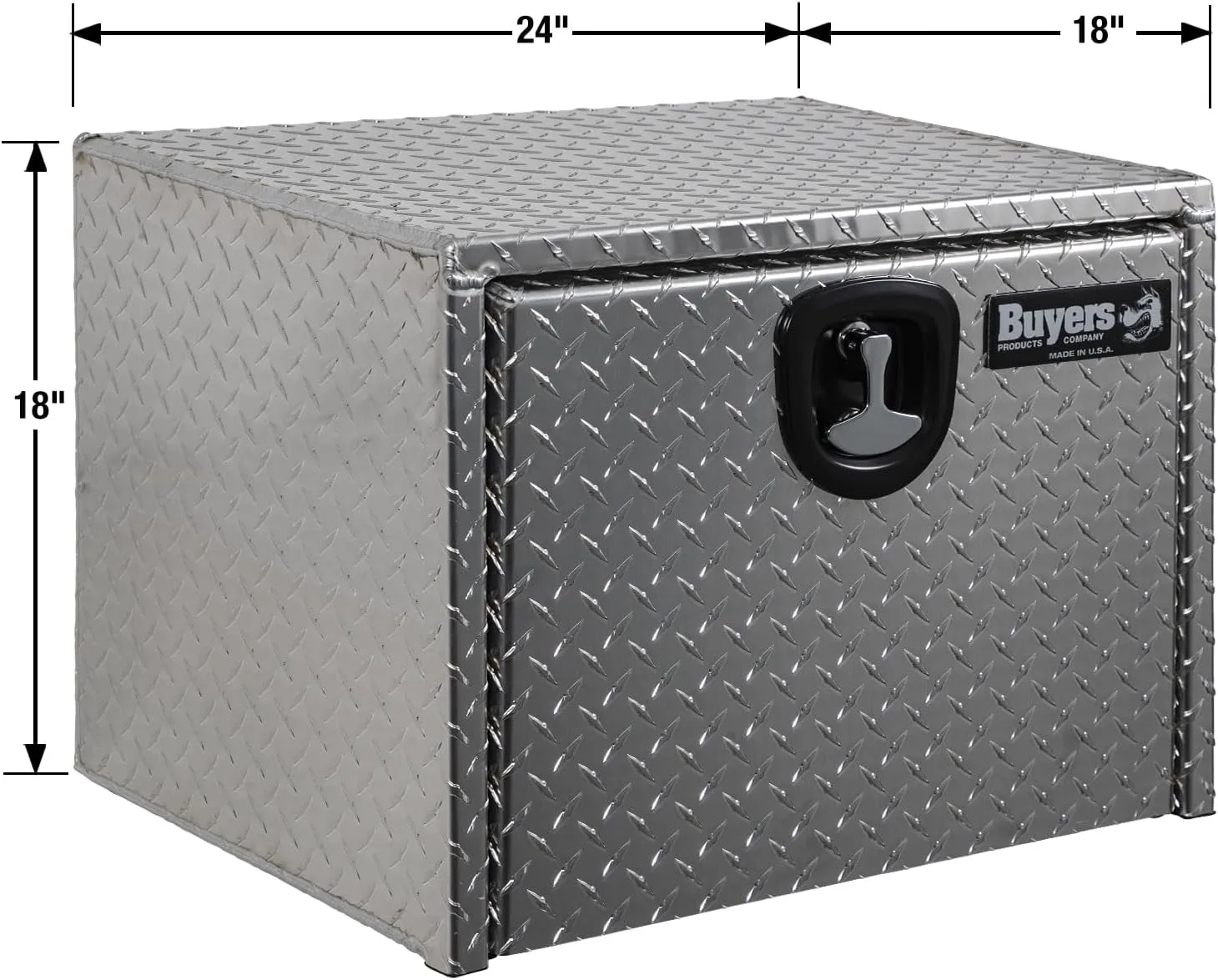 Buyers Products 1705100 Diamond Tread Aluminum Underbody Truck Tool Box, 18 x 18 x 24, .100 in. Thick, Locking Compression Latch
