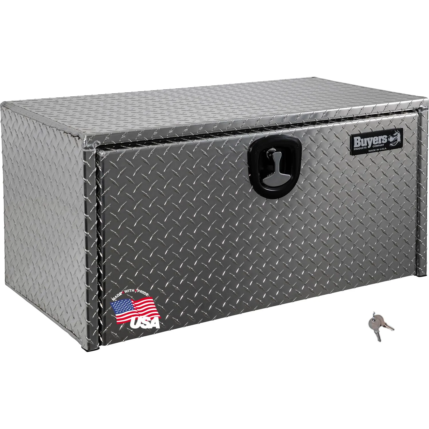 Buyers Products 1705105 Silver Diamond Tread Aluminum Underbody Truck Box with T-Handle Latch, 18 x 18 x 36 Inch