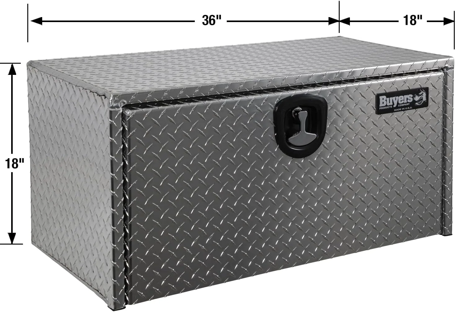 Buyers Products 1705105 Silver Diamond Tread Aluminum Underbody Truck Box with T-Handle Latch, 18 x 18 x 36 Inch