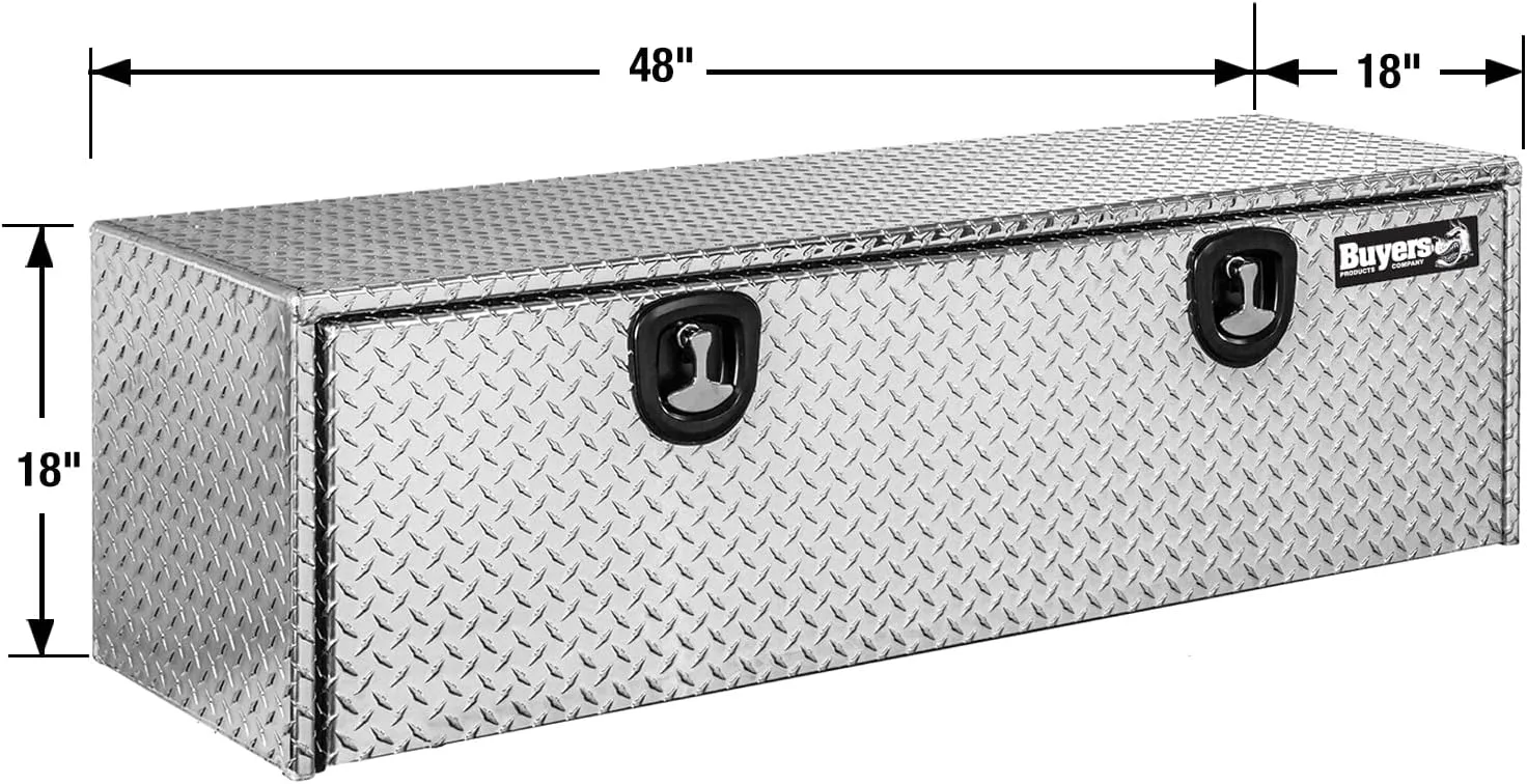Buyers Products 1705110 Diamond Tread Aluminum Underbody Truck Tool Box, 18 x 18 x 48