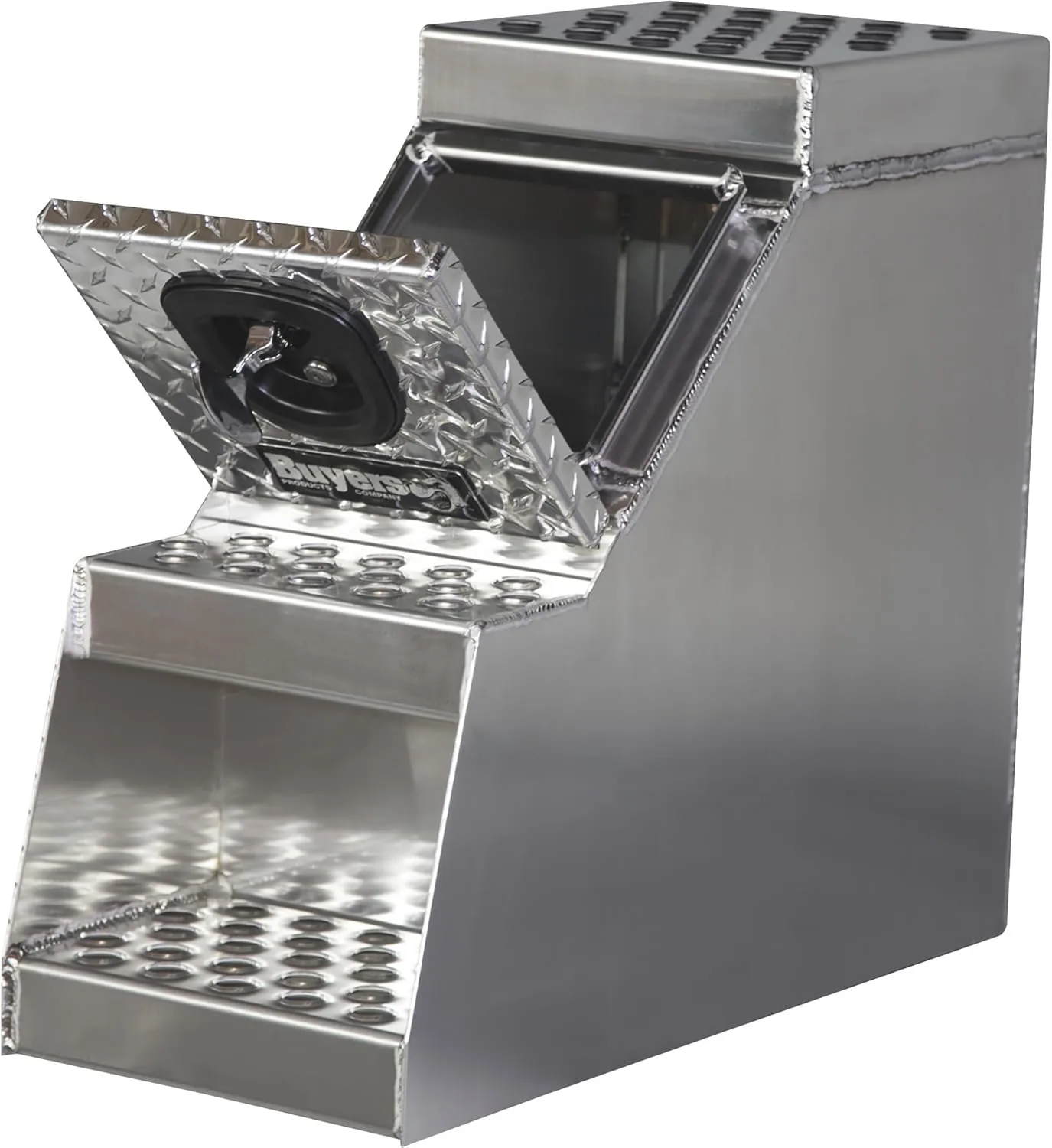 Buyers Products Heavy Duty Diamond Tread Aluminum Saddle Step Box