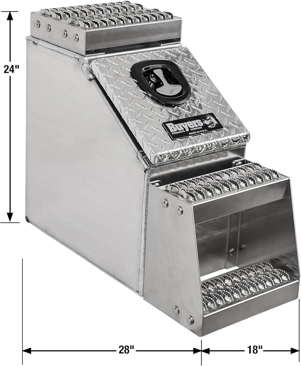 Buyers Products Heavy Duty Diamond Tread Aluminum Saddle Step Box