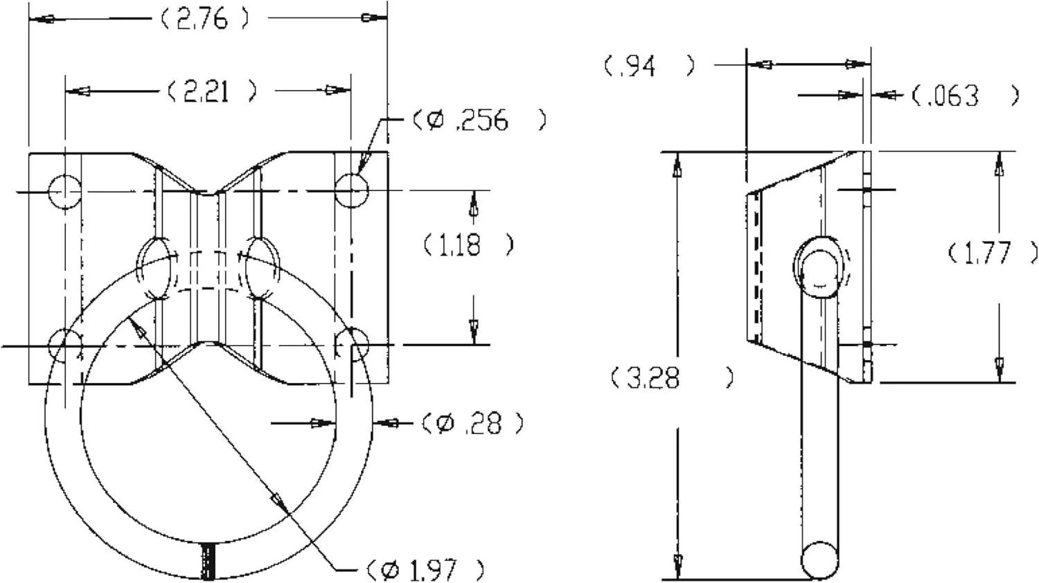 Buyers Products B33 Surface Mounted Rope Ring with Integral 2-Hole Bracket