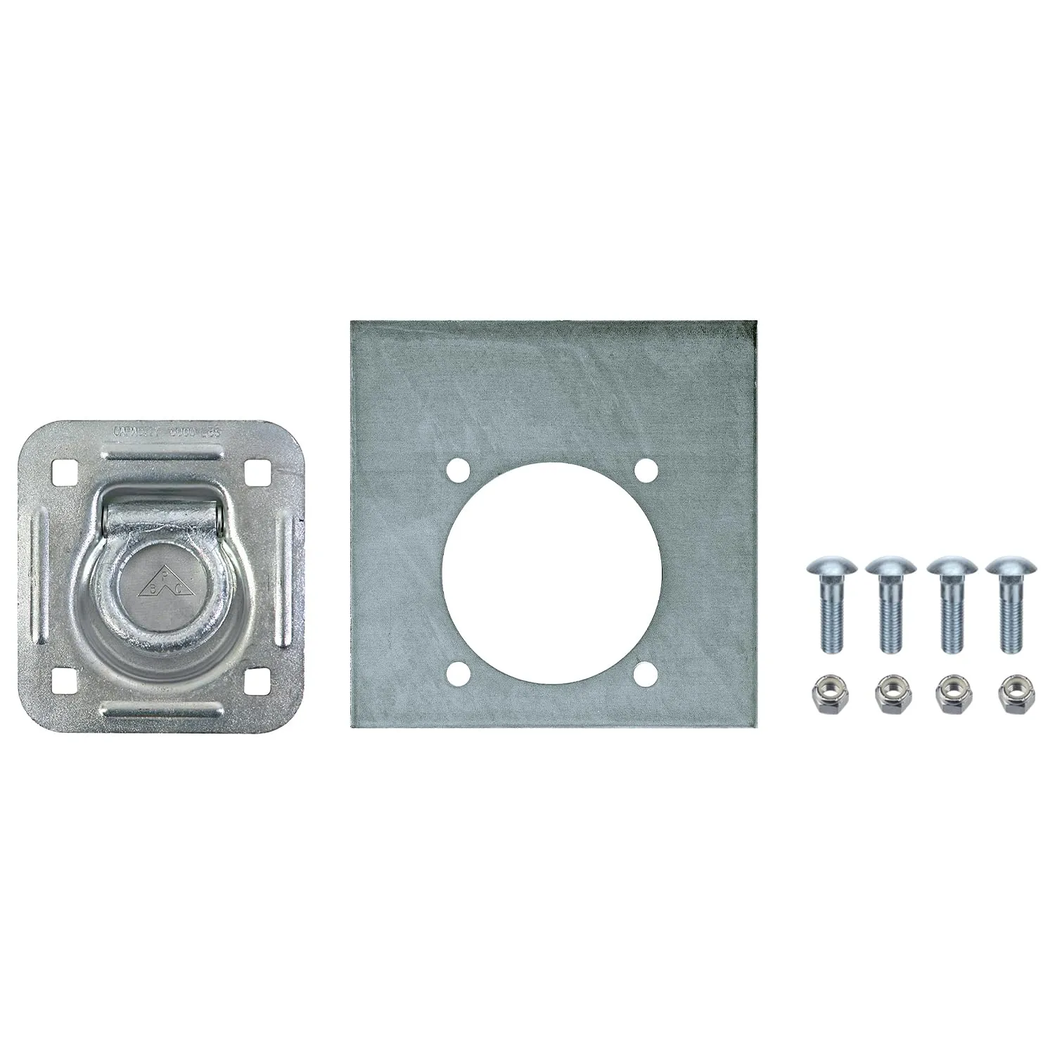 Buyers Products B801AK Heavy Duty Recessed Rope Ring Kit Includes B801A/B801BP/Mounting Hardware, 2000lb WLL, Iron Construction, Truck & Trailer Cargo Control 1.0