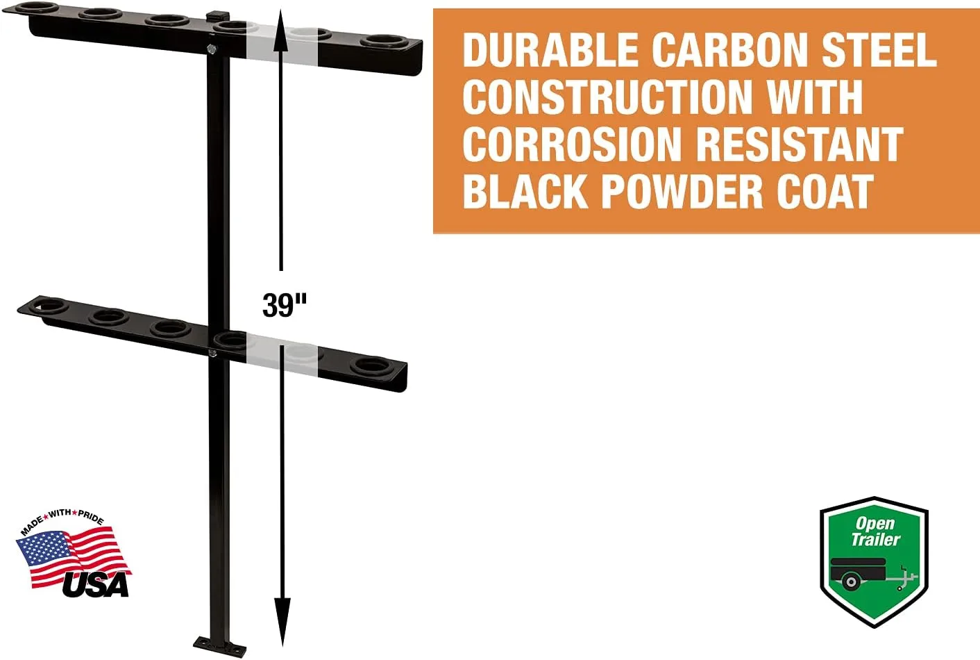 Buyers Products LT35 Vertical Hand Tool Rack for Open Landscaping Truck Trailers, 6 Tools, Made In The USA