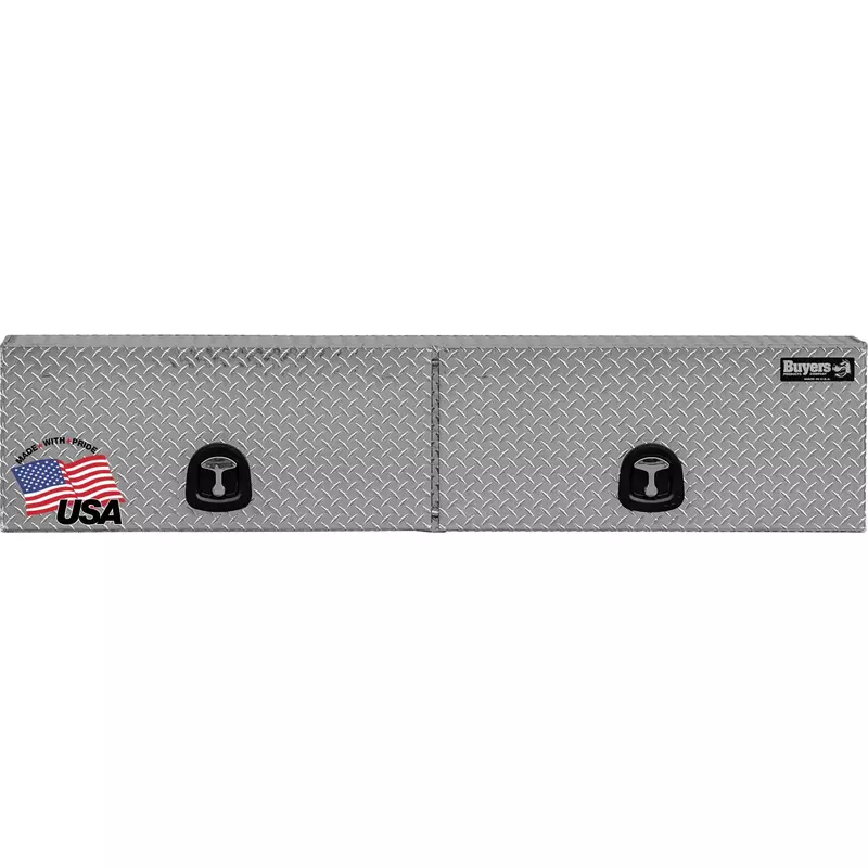 Buyers Products 1701364 Topsider Truck Tool Box, 18x16x88 Inch, Diamond Tread Aluminum, Dual Flip-Up Doors, Locking Compression Latch, Weather Resistant, No-Drill Mount, Made in USA